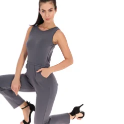 Jumpsuit De Corte Ajustado Mujer -Tienda Barata Femvesti 41555661 GRIS