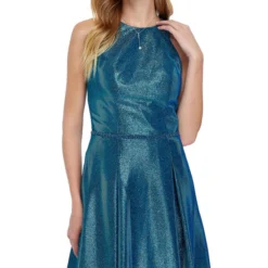 Vestido Largo De Fiesta Con Glitter Mujer -Tienda Barata Femvesti 42644864 AZUL20TURQUESA x3
