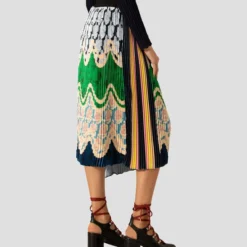 Falda Midi Plisada Multicolor De Silueta Recta Mujer -Tienda Barata Femvesti 42733488 x3