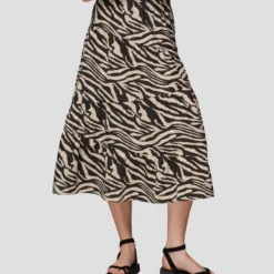 Whistles Falda Midi De Corte "A" Con Animalprint Mujer
