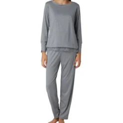 Pijama 2 Piezas Jaspeada Y Encaje Mujer