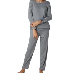 Pijama 2 Piezas Jaspeada Y Encaje Mujer -Tienda Barata Femvesti 42836412 x3