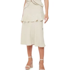 Falda Midi Corte Recto Mujer