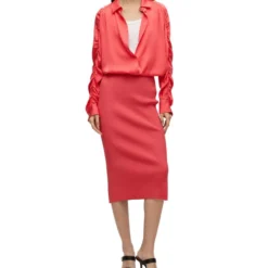 Boss Falda Midi Slim Acanalada Mujer -Tienda Barata Femvesti 42857242 x3