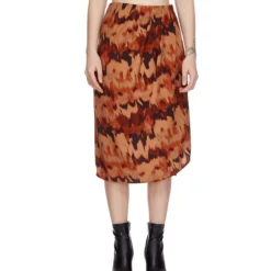 Falda Midi De Corte Recto Con Tipo Animal Print Mujer