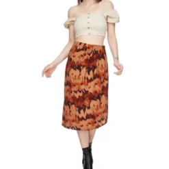 Falda Midi De Corte Recto Con Tipo Animal Print Mujer -Tienda Barata Femvesti 42873813 x3