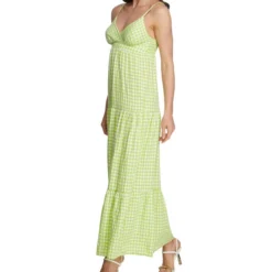 Vestido Maxi Con Cuadros Mujer