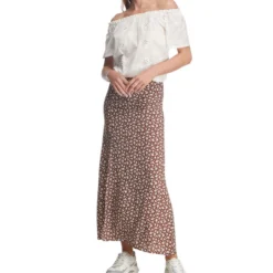 Falda Larga De Corte Recto Con Flores Mujer -Tienda Barata Femvesti 42881526 x3