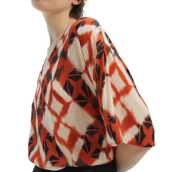 Blusa Con Estampado Tribal Manga Corta Mujer -Tienda Barata Femvesti 42882851 x4