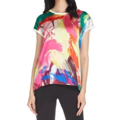 Blusa Manchas Multicolor Manga Corta Mujer