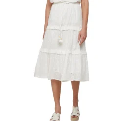 Falda Midi De Corte "A" Con Encaje Mujer