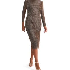 Vestido De Fiesta Midi Jaspeado Mujer