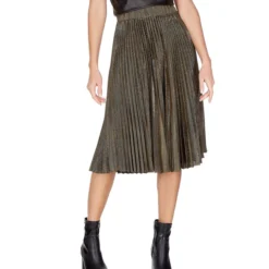 Falda Midi De Corte "A" Con Inserción De Hilo Metalizado Mujer