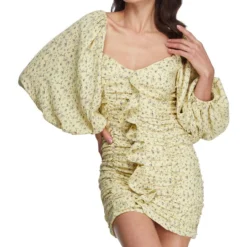 Vestido Corto Drapeado Con Flores Mujer -Tienda Barata Femvesti 42941035 x3