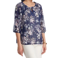 Blusa Floral Manga 3,4 Mujer