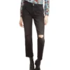 JOE'S Jeans Negros Rotos Straight Fit Tiro Medio, Mujer