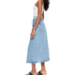 Falda De Mezclilla Midi De Corte Recto Mujer -Tienda Barata Femvesti 42970935 x3