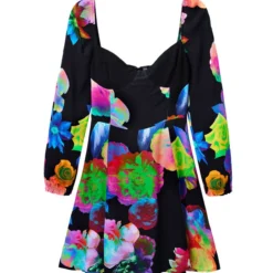 Desigual Vestido Corto Con Flores Mujer -Tienda Barata Femvesti 42981630 x5