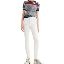 Desigual Jeans Lia Skinny Blanco Mujer -Tienda Barata Femvesti 43001214 x3