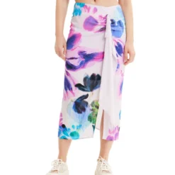 Desigual Falda Larga Regular Con Flores Mujer