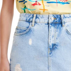 Desigual Falda Corta De Corte Recto En Mezclilla Mujer -Tienda Barata Femvesti 43004681 x4