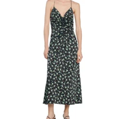 Sandro Vestido Largo Con Flores Mujer
