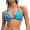 Desigual Bikini Top Reversible Con Flores Mujer