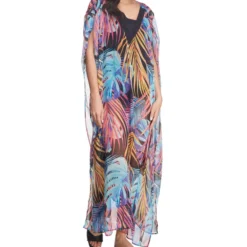 Kaftan De Playa Con Hojas Mujer