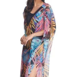 Kaftan De Playa Con Hojas Mujer -Tienda Barata Femvesti 43012126 x3