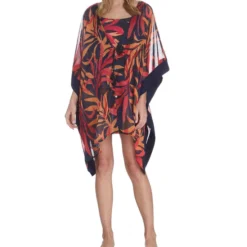 Kaftan Con Hojas Manga Corta Mujer