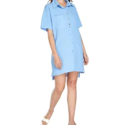 Camisa De Playa Larga De Manga Corta Luna Mujer