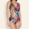 Traje De Baño Con Palmeras Multicolor Mujer