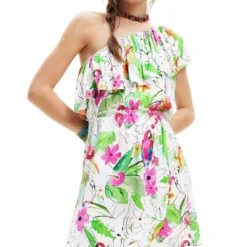 Desigual Vestido Corto Recto Con Flores Mujer