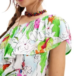 Desigual Vestido Corto Recto Con Flores Mujer -Tienda Barata Femvesti 43012357 x4