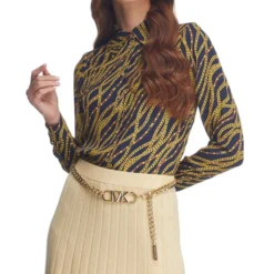 Michael Kors Blusa Estampada Manga Larga Mujer