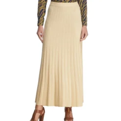 Michael Kors Falda Maxi Corte Recto Canalé Mujer