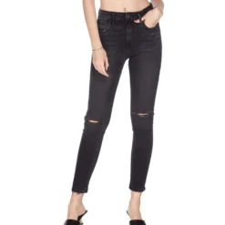 JOE'S Jeans Negros Rotos Skinny Tiro Medio, Mujer