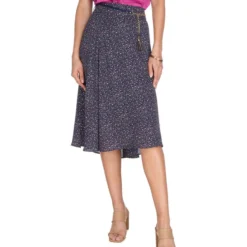 Falda Midi Con Estampado Irregular De Corte Recto Mujer