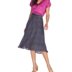 Falda Midi Con Estampado Irregular De Corte Recto Mujer -Tienda Barata Femvesti 43022533 x3