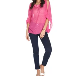 Blusa Con Detalle Dorado De Manga 3,4 Mujer -Tienda Barata Femvesti 43027716 x3