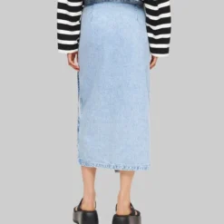 Falda De Mezclilla Larga De Corte Recto Mujer -Tienda Barata Femvesti 43030536 x3