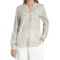 Calvin Klein Blusa De Cuello V Y Manga Larga Mujer