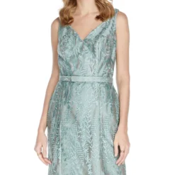 Vestido Maxi Verde Menta Con Bordado Floral Mujer -Tienda Barata Femvesti 43038596 x3