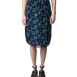 Zadig & Voltaire Falda Midi Corte Recto Con Flores Mujer