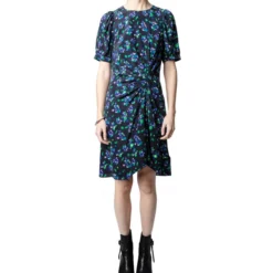 Zadig & Voltaire Vestido Casual Midi Negro Con Flores, Mujer