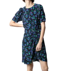 Zadig & Voltaire Vestido Casual Midi Negro Con Flores, Mujer -Tienda Barata Femvesti 43040093 x3