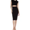 Vestido Formal Midi Ajustado Acanalado Mujer