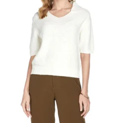 Blusa Tejida De Manga Corta Mujer