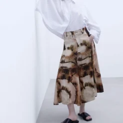 ADOLFO DOMINGUEZ Falda Midi De Corte Evasé Estampada Mujer -Tienda Barata Femvesti 43047685 x6