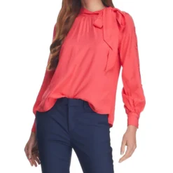 BCBGMAXAZRIA Blusa Con Microdiseño Manga Larga Mujer